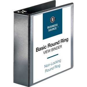 Business Source View Binder w/ 2 Inside Pockets 3" Capacity Black 09958 - 1 of 4