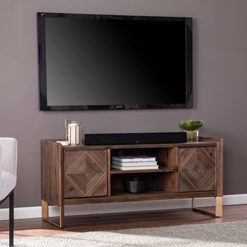 55 Traditional Natural Wood TV Stand for TVs up to 60 with Drawer White  Oak - Home Essentials