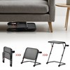 FurnitureR Adjustable Folding TV Tray with 4 Height & 3 Tilt Angle, Foldable Dinner Trays Laptop Snack Table with Cup Holder for Bed & Sofa, Set of 4 - 3 of 4