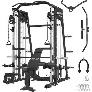 ER KANG Smith Machine, 2200lbs Squat Rack with LAT-Pull Down System & Cable Crossover Machine, Training Equipment with Leg Hold-Down Attachment - 1 of 4