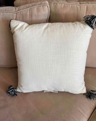 Square Embellished Geometric Decorative Throw Pillow Off-White/Black -  Opalhouse™ designed with Jungalow™