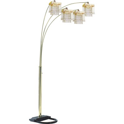 VYNXARIA 84"Elegant Gold 4-Head Crystal-Inspired Arch Floor Lamp for Stylish Ambient Lighting in Modern Living Spaces