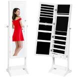 Best Choice Products 6-Tier Standing Mirror Lockable  Storage Organizer Cabinet Armoire w/ Velvet Interior