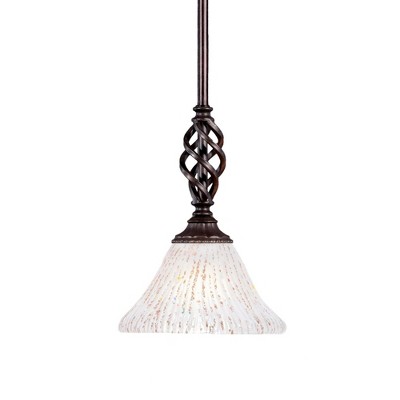 Toltec Lighting Elegante 1 - Light Pendant in  Dark Granite with 7" Frosted Crystal Shade