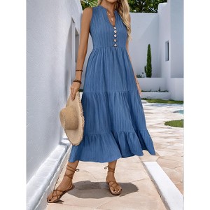 Womens Summer Casual Mini Dress Sleeveless Sundress Fashion Flowy Tiered Boho Beach Vacation Dresses - 1 of 4