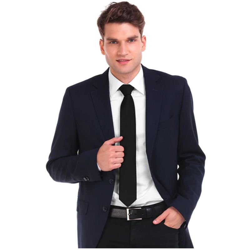 Men's Stripe Slim 2.5 Inch Wide And 58 Inch Long Woven Neckties, 4 of 5