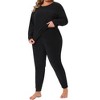 Agnes Orinda Women's Plus Size Base Layer Long Johns Set Fleece Lined Soft Lounge Thermal Underwear - 2 of 4