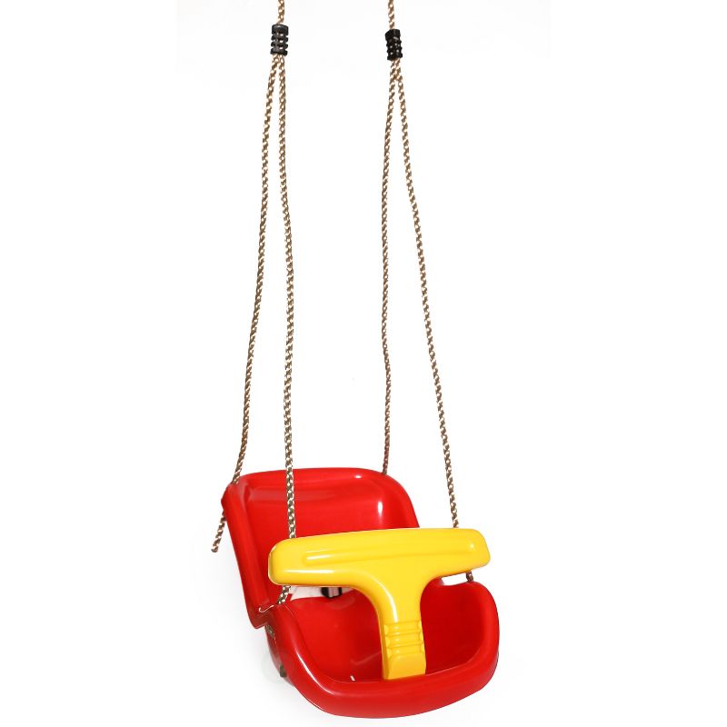 PLAYBERG Red Plastic Baby and Toddler Swing Seat with Hanging Ropes, 1 of 8