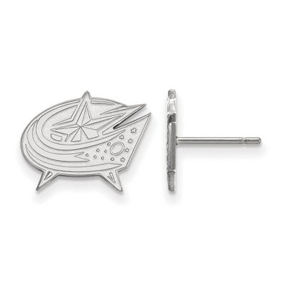 Black Bow Jewelry 14k White Gold Columbus Blue Jackets NHL Stud Earrings