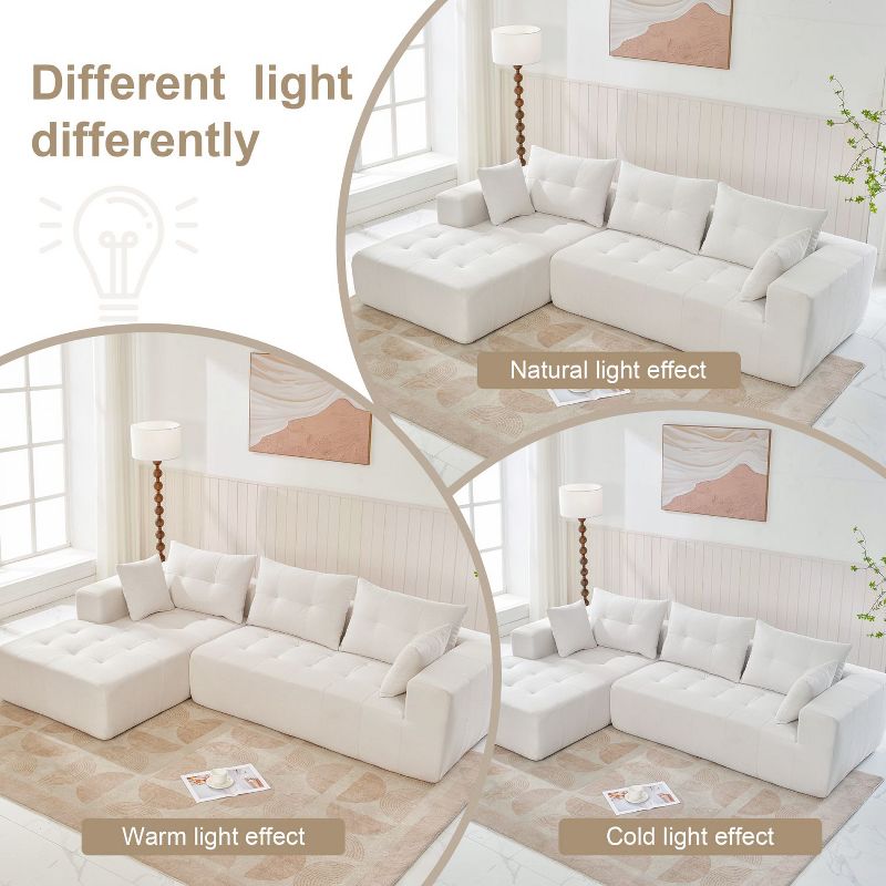110*69" Modular Sectional Sofa Set, L-Shape Upholstered Sleeper Sofa for Living Room, Bedroom - Maison Boucle, 5 of 10