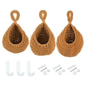 Unique Bargains Handmade Durable Space-Saving Natural Hanging Basket 1 Set of 3 - 1 of 4