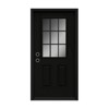 PexFix Fiberglass Entry Door 6-9/16 Vinyl Frame 9 Lite Frosted Glass Front Door Front Entrance Right Hand Inswing Black Wooden Grain Door - 3 of 4