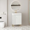 Whisen 21.6" Freestanding Bathroom Vanity with Ceramic Sink with Soft-Close Wave-Pattern Door and Open Left Side Storage - 3 of 4
