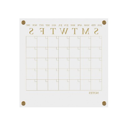 Clear Gold Acrylic Monthly Wall Calendar with Dry Erase Marker