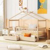 Vynxaria Twin Size House-Shaped Bed with Sky Roof & Storage Drawers - Fun & Functional - 2 of 4