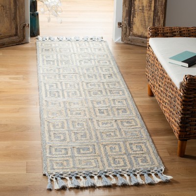 Gray Handmade Cotton and Synthetic Tufted Runner Rug