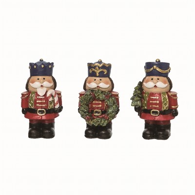Transpac Resin Nutcracker Figurine Set of 3 Christmas Home Decorations