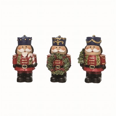 Transpac Resin Multicolor Christmas Nutcracker Figurines Set of 3