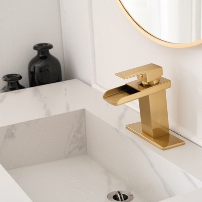 Polished Gold Single-Handle Waterfall Bathroom Faucet