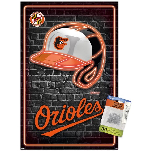 MLB Baltimore Orioles - Retro Logo Wall Poster, 14.725 x 22.375, Framed 