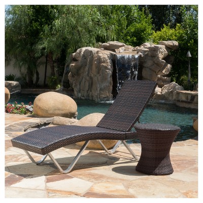 San Marco 2-Piece Wicker Chaise Lounge With Table - Multi-Brown - Christopher Knight Home