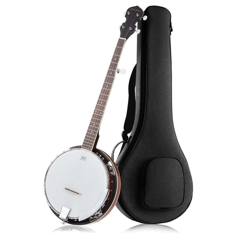 Jameson Guitars Left-Handed 5-String Banjo with 24 Brackets, Closed Solid Back, and Geared 5th Tuner, 1 of 7