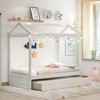 NicBex Twin Size Wooden Platform Bed, House Shaped Bed Frame with Twin Size Trundle and Guardrails for Boy and Girl, Easy Assembly - 2 of 4