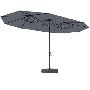 15FT Large Patio Umbrella with Base Included, Oversized Shade for 2-8 People, Double-Sided Rectangle Umbrella, Weighted Base for Pool, Deck, Backyard - 1 of 4