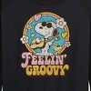 Women's - Peanuts - Feelin Groovy Snoopy And Woodstock Lightweight French Terry Wide Neck Long Sleeve Shirt - 2 of 4