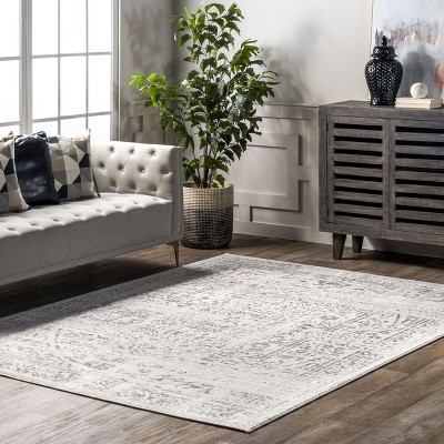 Elegant Gray 8x10 Synthetic Traditional Area Rug