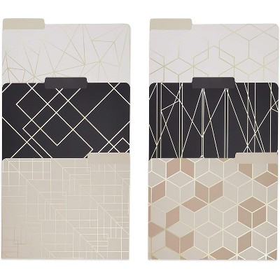 12-Pack Geometric Decorative File Folder, Champagne Gold Foil Print, Letter Size, 1/3 Cut Tabs, 9.5" x 11.5"