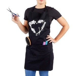 Okuna Outpost Hair Stylist Apron with 3 Pockets, Black, 24 x 30 Inches - 1 of 4