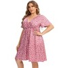 Coolmee Women's Plus Size Wrap V Neck Short Ruffle Sleeve A Line Midi Dress - 3 of 4