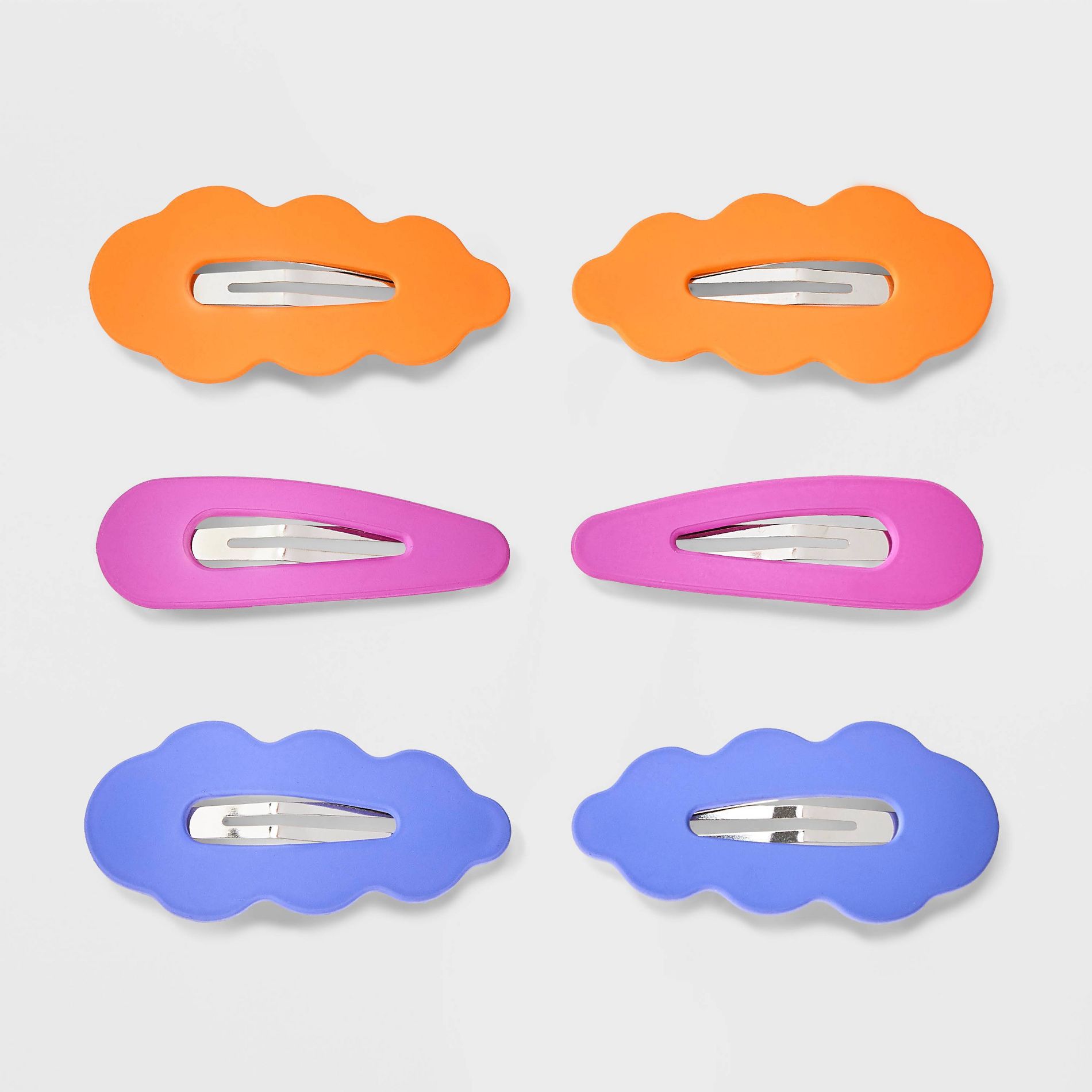 Large Soft Touch Snap Clips - 6pk - Cat & Jack: Securing Hair, All Hair Types, Snap Closure