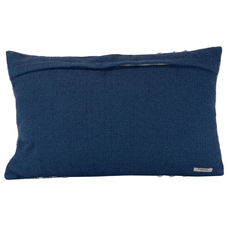 Blue Hand Woven Outdoor Decorative Throw Pillow with Pulled Curly Yarn Accents - Foreside Home & Garden, 3 of 7