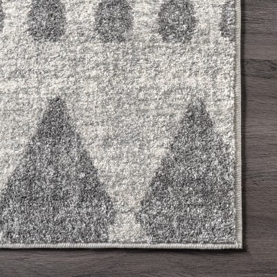Geometric Gray Synthetic Easy-Care Runner Rug, 2' 8" x 8'