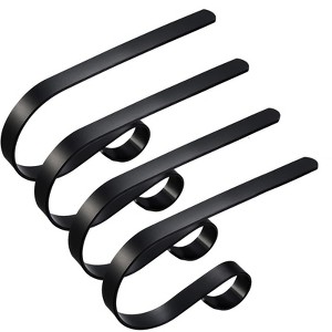 Aoibox Adjustable Anti Slip Christmas Stocking Holders for Mantel Set of 4 with Double Sided Tape Fits 0.5 to 3 Inch Mantles Black - 1 of 4