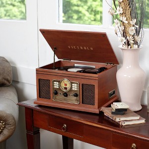Victrola - Victrola VTA-204B-MAH Classic 7-in-1 Turntable Music Entertainment Center Bluetooth (Mahogany) - 1 of 1