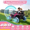 JOYRACER 24 Volt 4X4 Ride on Toys with 2 Seat, 600W Power UTV Car 4 Wheeler for Big Kids with Remote Control, Storage, 3 Speeds, Bluetooth Music - 2 of 4