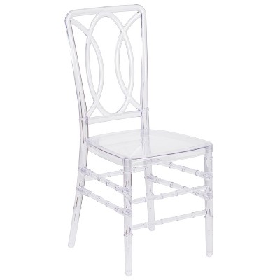 Emma and Oliver Crystal Ice Stacking Chair with Designer Back - Event Chair - UV Resistant