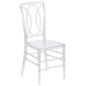 Emma and Oliver Crystal Ice Stacking Chair with Designer Back - Event Chair - UV Resistant - 1 of 4