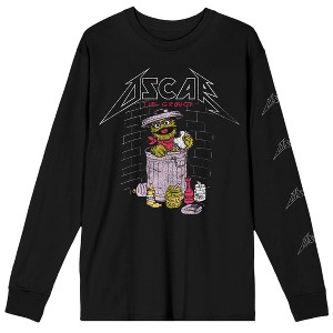 Sesame Street Metal Style Oscar the Grouch Men's Black Long Sleeve Tee - 1 of 1