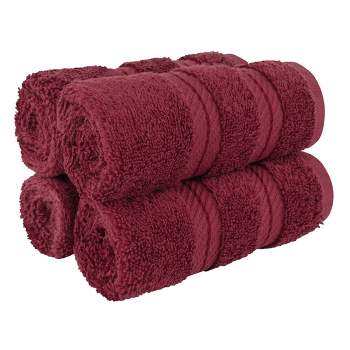 American Soft Linen 4 Pack Washcloth Set, 100% Cotton Washcloth Hand Face Towels for Bathroom and Kitchen, Bordeaux