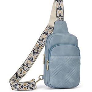 Sling Bag Quilted Crossbody Bags for Women Cross Body Purse Leather Fanny Pack with Adjustable Guitar Strap - 1 of 4