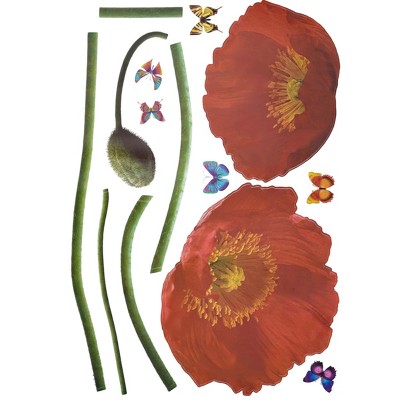 Slickblue Redness Flowers Decorative Wall Decals – Bold Floral Vinyl Stickers for Living Room & Bedroom, 19.5x27 Inches