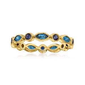 Pure Collection by Ross-Simons 0.70 ct. t.w. London Blue Topaz and .30 ct. t.w. Sapphire Geometric Ring - 1 of 4