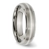 Black Bow Jewelry 6mm Titanium & Sterling Silver Ridged Edge Standard Fit Band - 4 of 4
