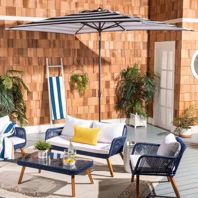 Iris Black and White Striped Aluminum Patio Umbrella