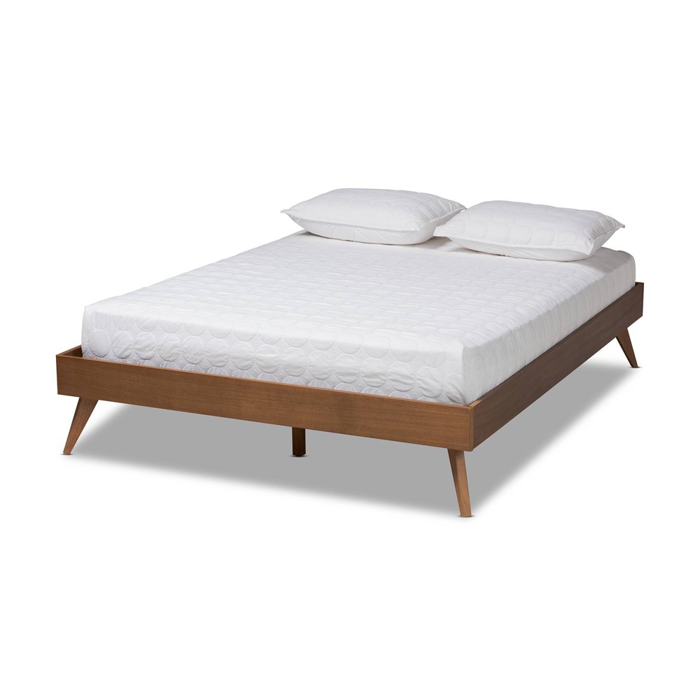 Photos - Bed Full Lissette Wood Platform  Frame Brown - Baxton Studio: Retro Mid-Century Design, Walnut Finish, Sturdy Construction