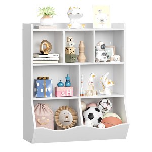 Garvee Kids Bookshelf and Toy Storage, 3-Tier Wooden Toy Storage Unit with Shelves and Compartments, Freestanding Kids Bookcase - 1 of 4
